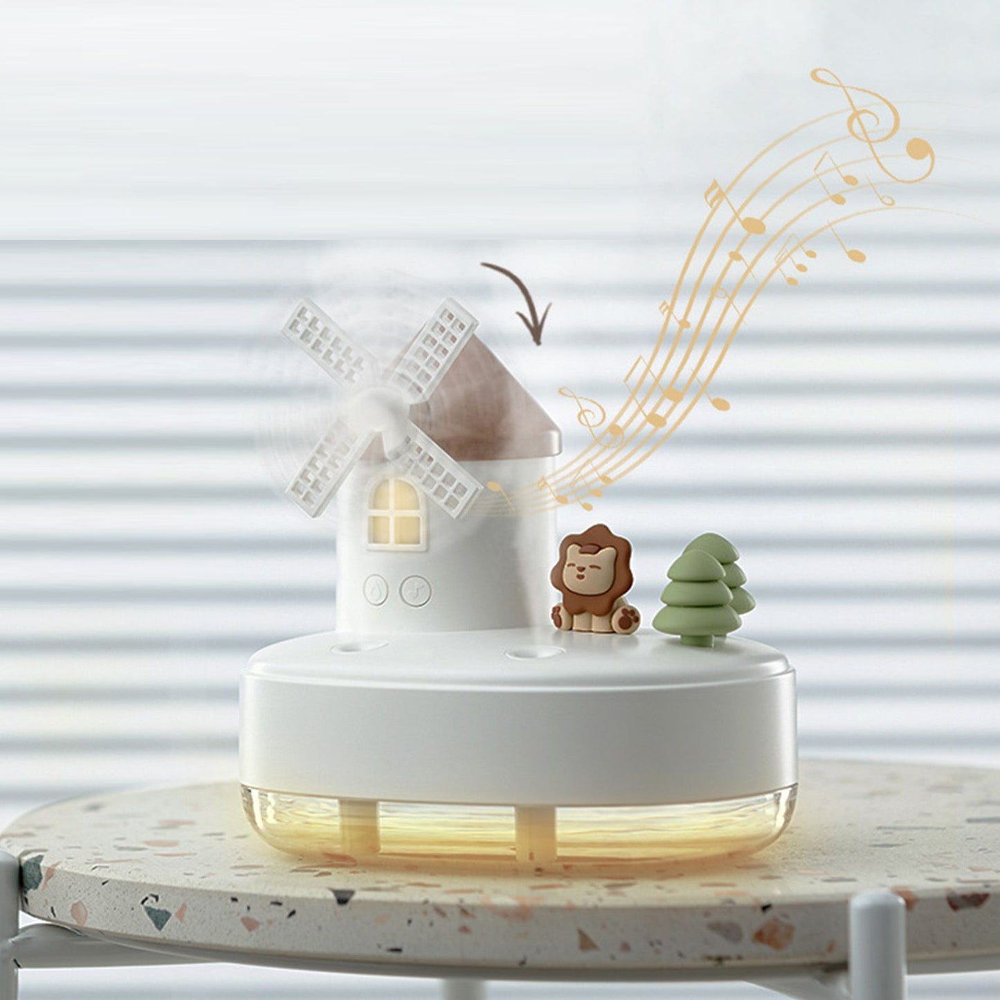Humidifier Music Box with Warm Night Light Dual Spray Wireless Small Table Humidifier for Bedroom Office White V1294-YM0521-3113230084311