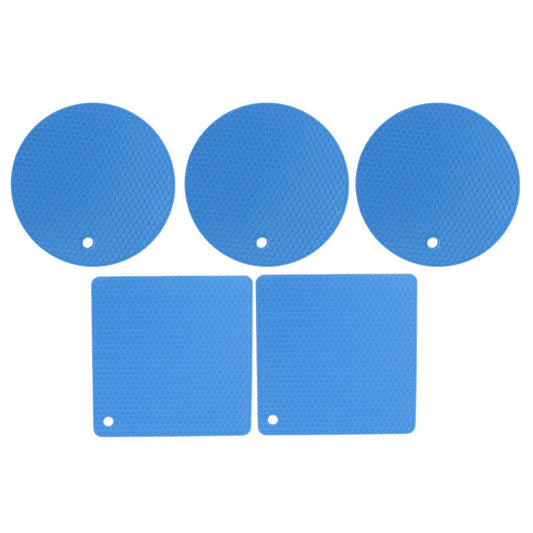 5Pcs Silicone Trivet Mat Square Round Honeycomb Hot Pad Non Slip Heat Resistant for Hot Plate Pans Kitchen V1294-YM0521-3113230087114