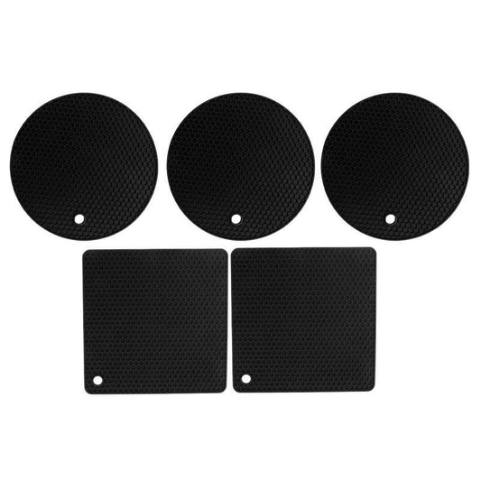 5Pcs Silicone Trivet Mat Square Round Honeycomb Hot Pad Non Slip Heat Resistant for Hot Plate Pans Kitchen V1294-YM0521-3113230087115