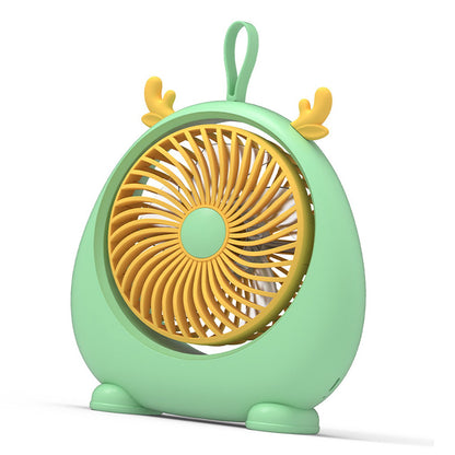 USB Desk Fan PP Quite Portable Mini Cute Tabletop Fan with Two Gear Wind Speed for Home Green Small Size V1294-YM0521-3113230091513