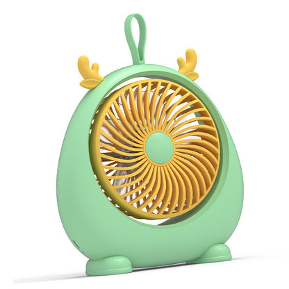 USB Desk Fan PP Quite Portable Mini Cute Tabletop Fan with Two Gear Wind Speed for Home Green Small Size V1294-YM0521-3113230091513