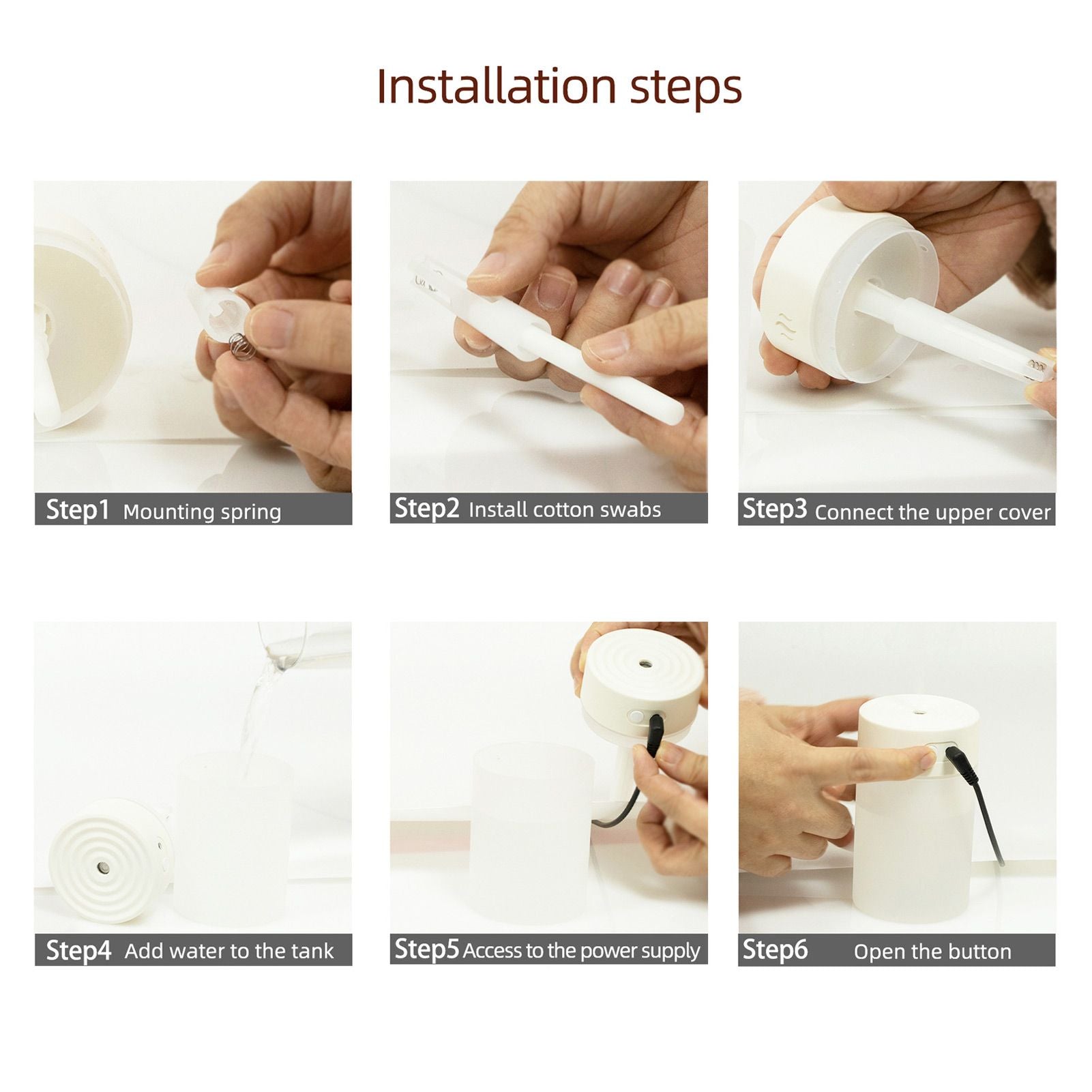 Mini Humidifier 260ml Colorful LED Light USB Charge Simple White Portable Desk Humidifier for Bedroom Office V1294-YM0521-3113230092111
