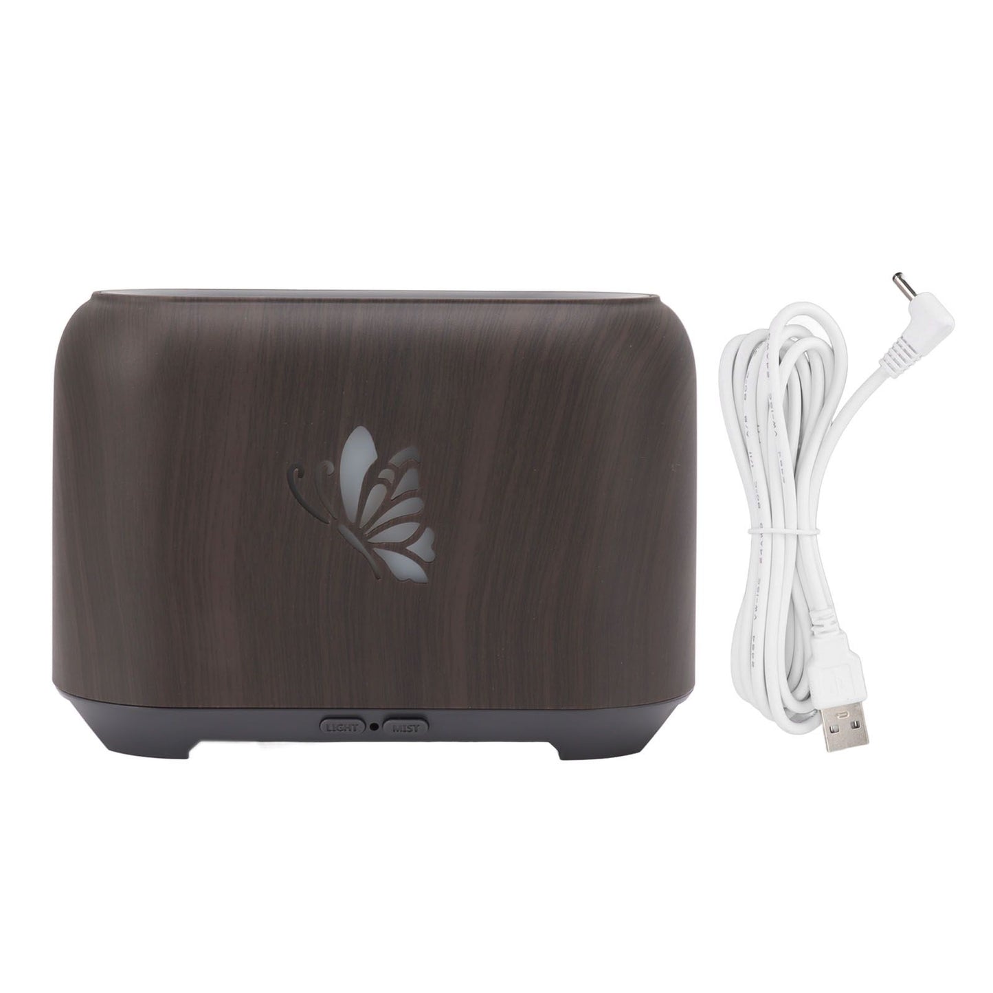 150ml Flame Diffuser Humidifier Prevents Dryness Silent Operation Wood Grain Humidifier with 7 Color Lights V1294-YM0521-3113230092511