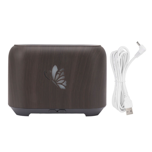 150ml Flame Diffuser Humidifier Prevents Dryness Silent Operation Wood Grain Humidifier with 7 Color Lights V1294-YM0521-3113230092511