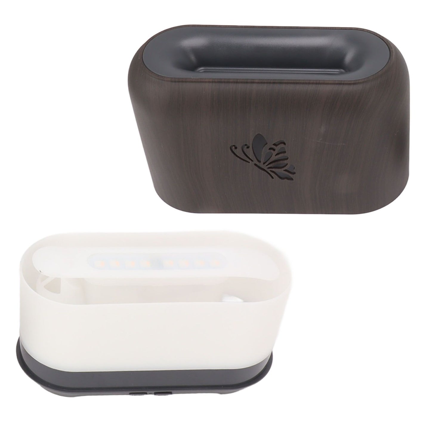 150ml Flame Diffuser Humidifier Prevents Dryness Silent Operation Wood Grain Humidifier with 7 Color Lights V1294-YM0521-3113230092511