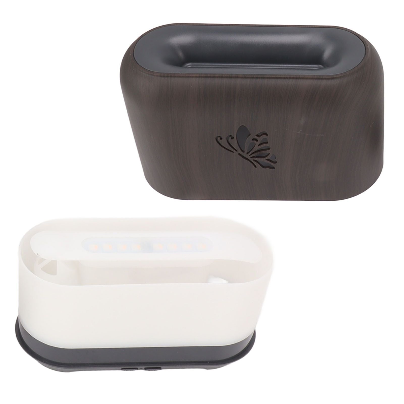 150ml Flame Diffuser Humidifier Prevents Dryness Silent Operation Wood Grain Humidifier with 7 Color Lights V1294-YM0521-3113230092511
