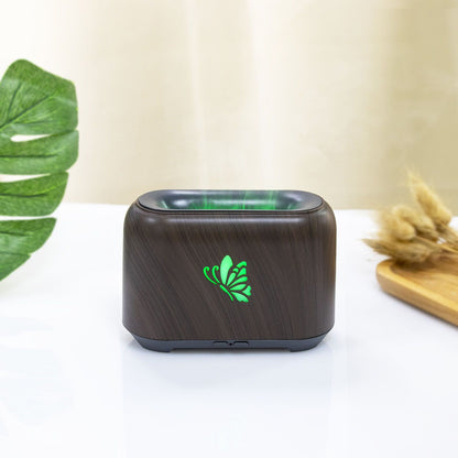150ml Flame Diffuser Humidifier Prevents Dryness Silent Operation Wood Grain Humidifier with 7 Color Lights V1294-YM0521-3113230092511