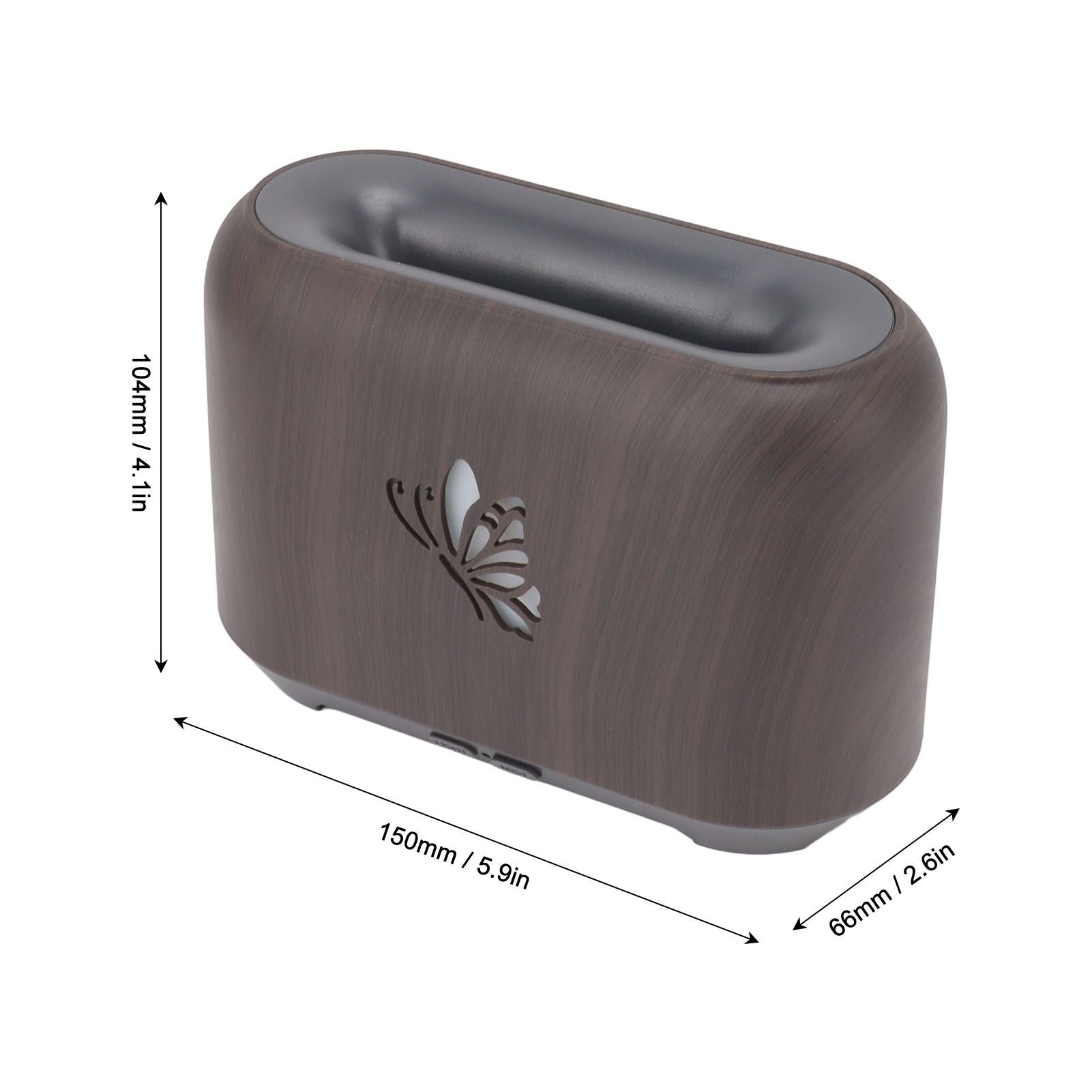 150ml Flame Diffuser Humidifier Prevents Dryness Silent Operation Wood Grain Humidifier with 7 Color Lights V1294-YM0521-3113230092511