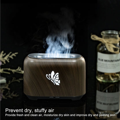150ml Flame Diffuser Humidifier Prevents Dryness Silent Operation Wood Grain Humidifier with 7 Color Lights V1294-YM0521-3113230092511