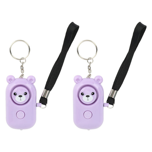 2PCS Safety Alarm Bear Style Emergency Alarms Keychain Protection Devices for Women Girls Kids Elderly Purple V1294-YM0521-3113230103212
