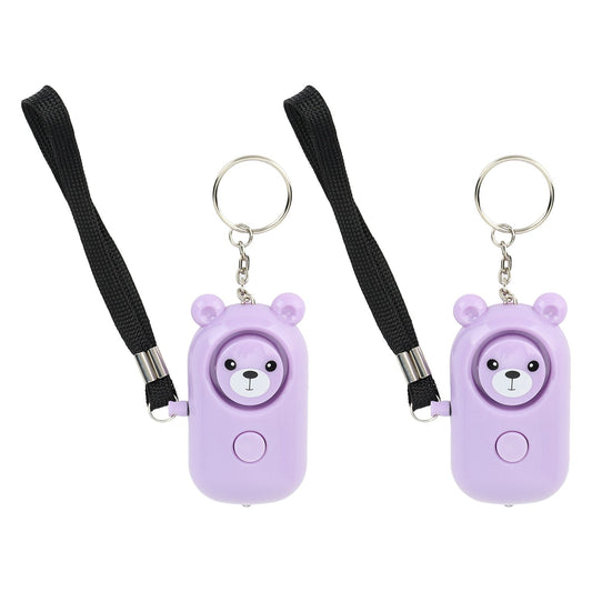 2PCS Safety Alarm Bear Style Emergency Alarms Keychain Protection Devices for Women Girls Kids Elderly Purple V1294-YM0521-3113230103212