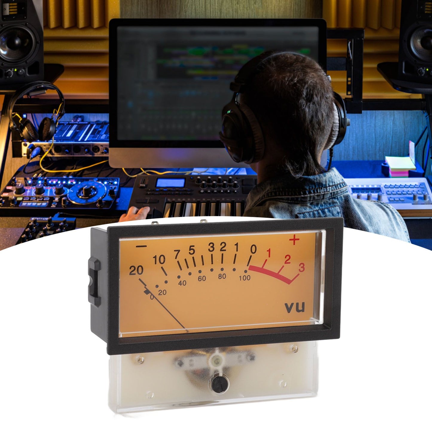 12V High Accuracy VU Meter Header DB Audio Level Header Power Amplifier Level Meter with Backlight 1000UA V1294-YM0521-3114220106211