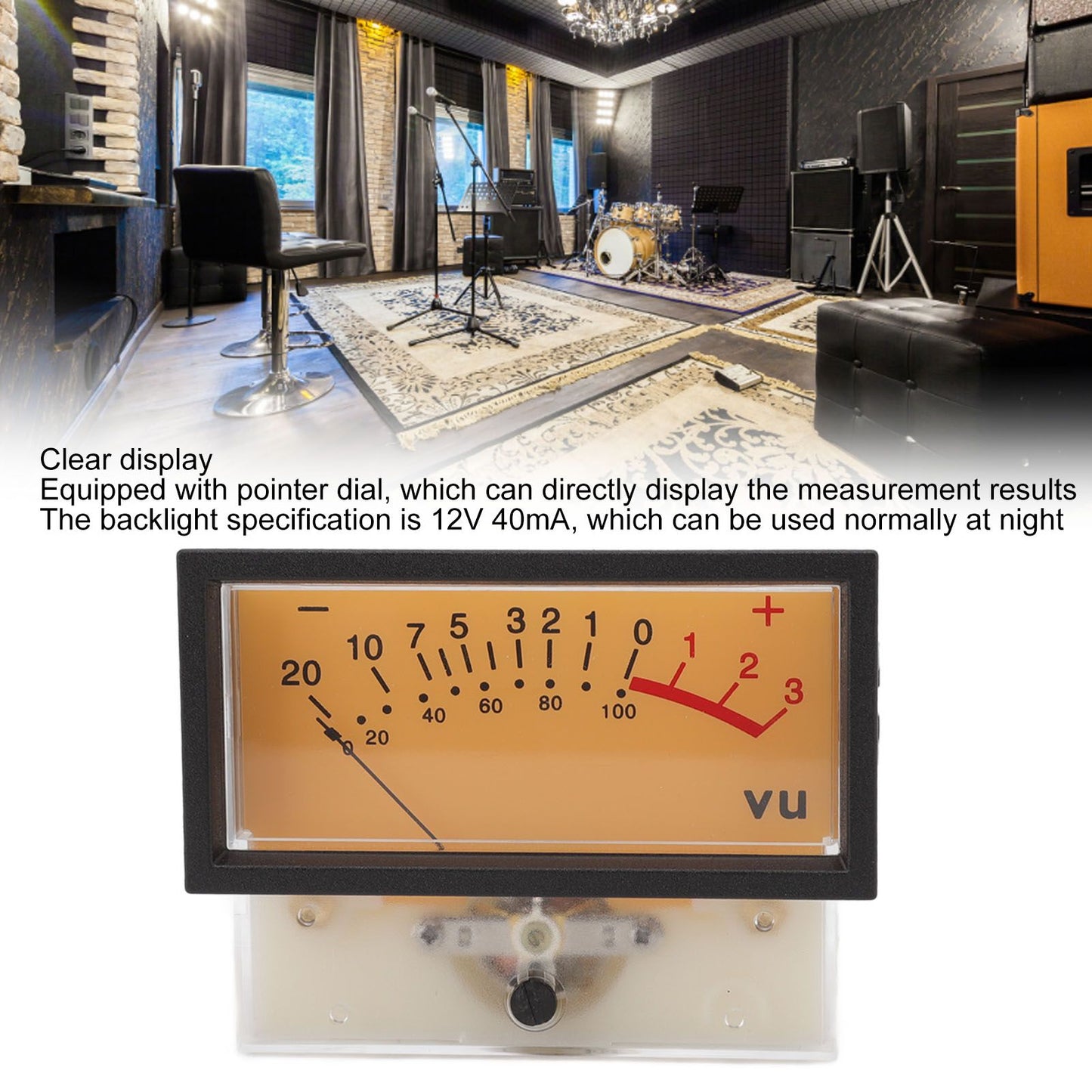 12V High Accuracy VU Meter Header DB Audio Level Header Power Amplifier Level Meter with Backlight 500UA V1294-YM0521-3114220106212