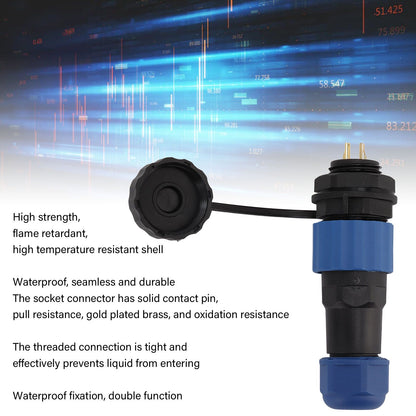 2Pcs SD16 IP68 Waterproof Aviation Connector SD16 Female Plug Male Socket G3/8 Thread SD16 2Pin Rear Nut V1294-YM0521-3114220111911