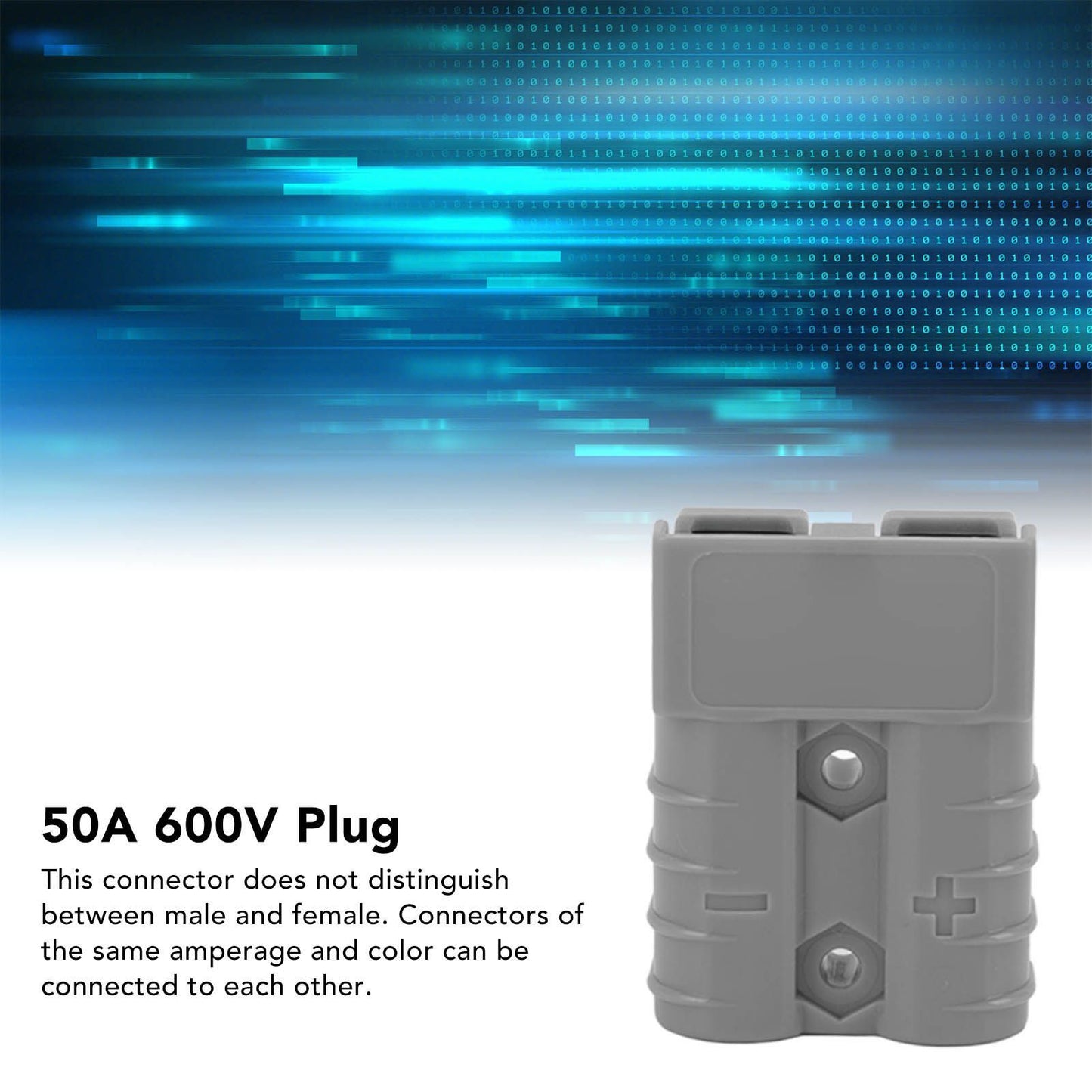 50A 600V Connector Double Pole High Current Power Supply Plug Connector for Solar Panel Dual Battery System V1294-YM0521-3114220113611