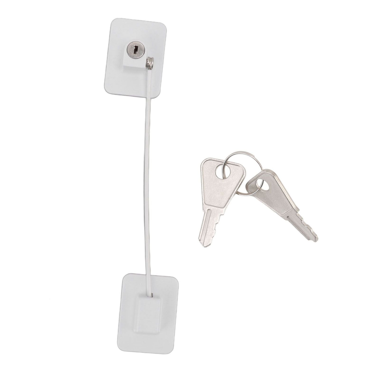 Refrigerator Lock White Childproof Freezer Lock Child Safety Cabinet Drawer Lock with 2 Keys V1294-YM0521-3114220114811