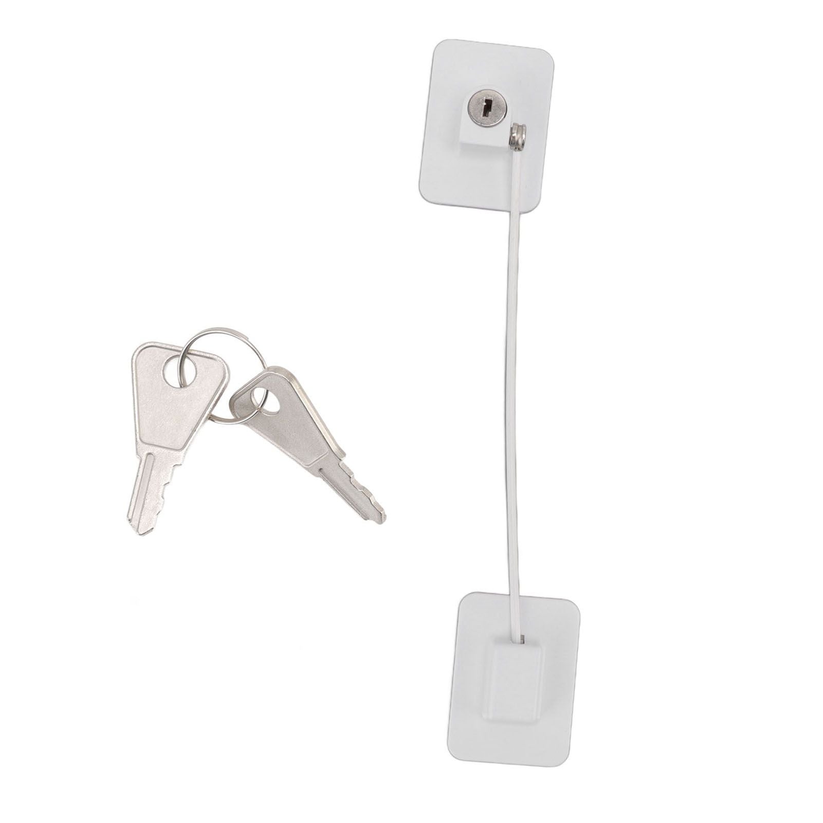 Refrigerator Lock White Childproof Freezer Lock Child Safety Cabinet Drawer Lock with 2 Keys V1294-YM0521-3114220114811