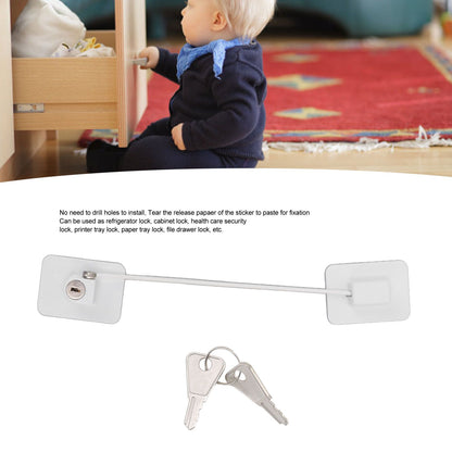 Refrigerator Lock White Childproof Freezer Lock Child Safety Cabinet Drawer Lock with 2 Keys V1294-YM0521-3114220114811