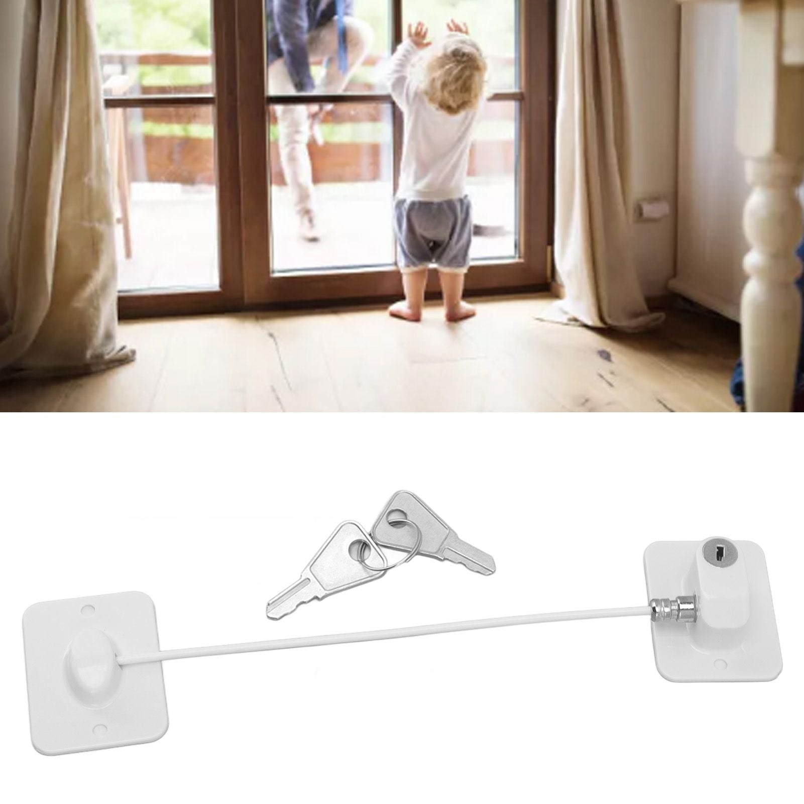 Cable Restrictor Lock Key Unlocking Window Lock Cable Restrictor Child Safety Lock for Refrigerators Doors V1294-YM0521-3114220114911