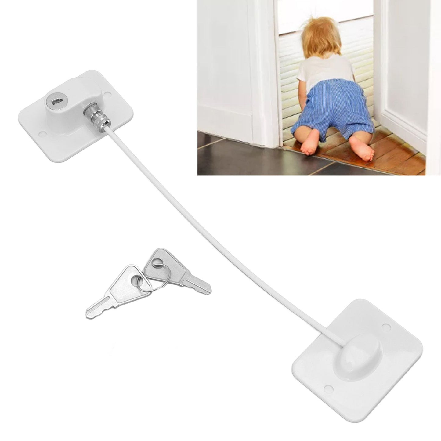 Cable Restrictor Lock Key Unlocking Window Lock Cable Restrictor Child Safety Lock for Refrigerators Doors V1294-YM0521-3114220114911