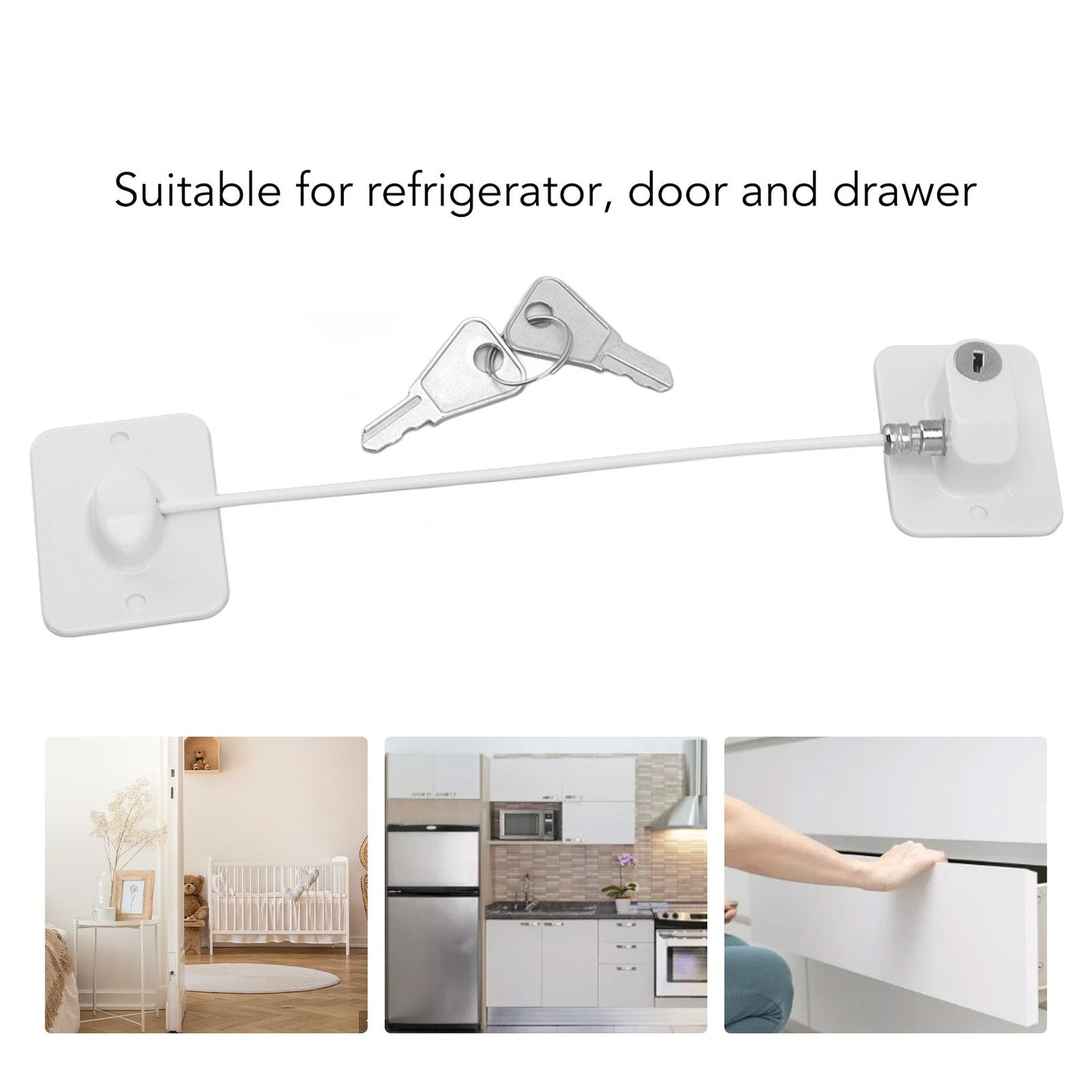 Cable Restrictor Lock Key Unlocking Window Lock Cable Restrictor Child Safety Lock for Refrigerators Doors V1294-YM0521-3114220114911
