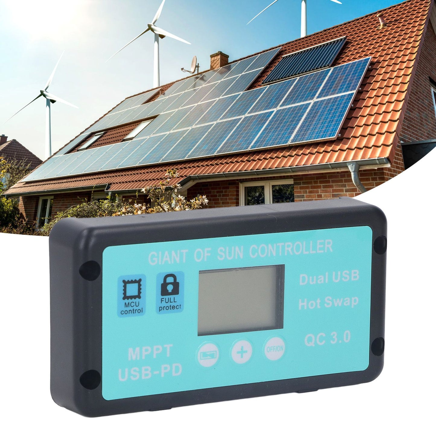 12V 24V MPPT Solar Charge Controller Professional USB PD QC3.0 Solar Panel Regulator with LCD Display for V1294-YM0521-3114220115811