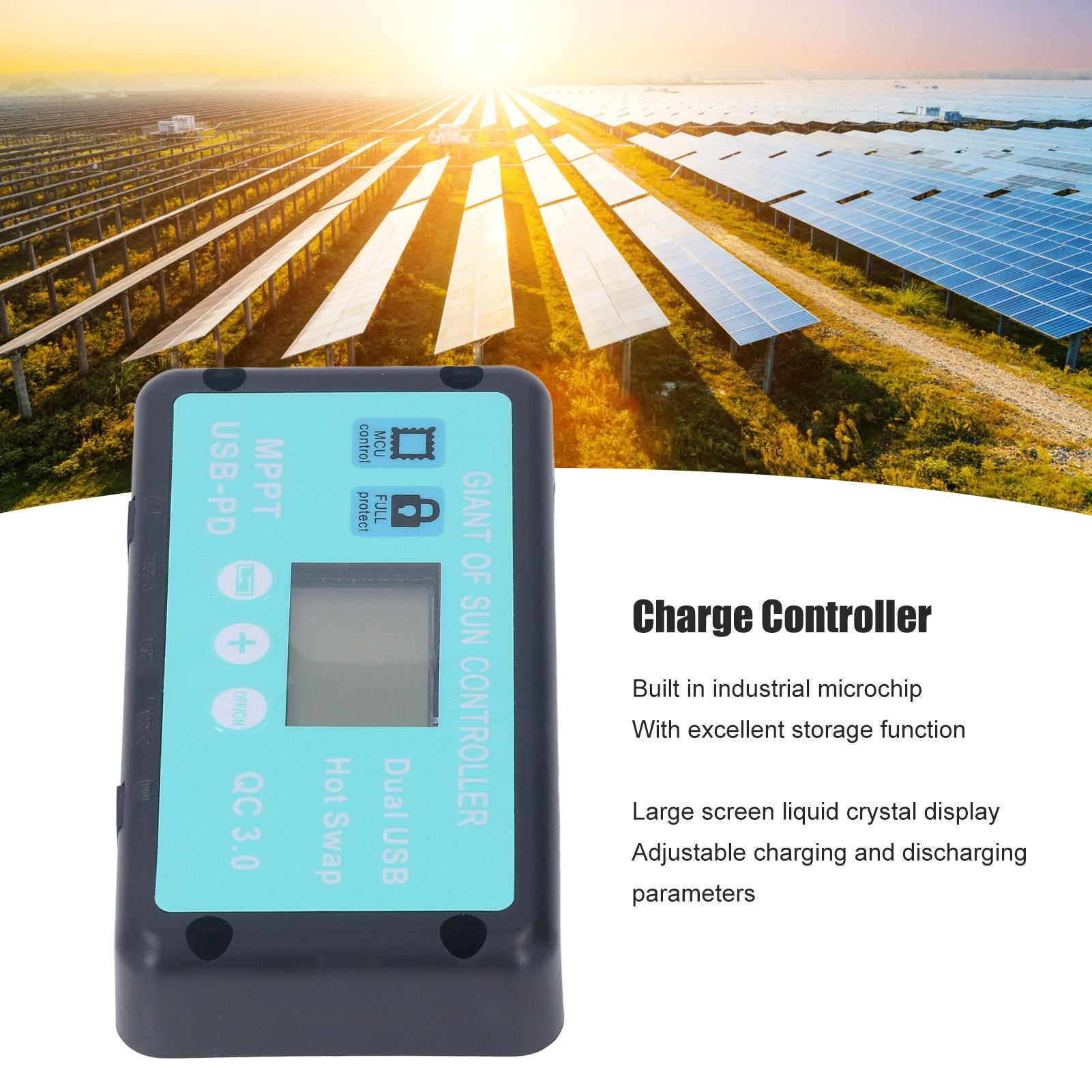 12V 24V MPPT Solar Charge Controller Professional USB PD QC3.0 Solar Panel Regulator with LCD Display for V1294-YM0521-3114220115811