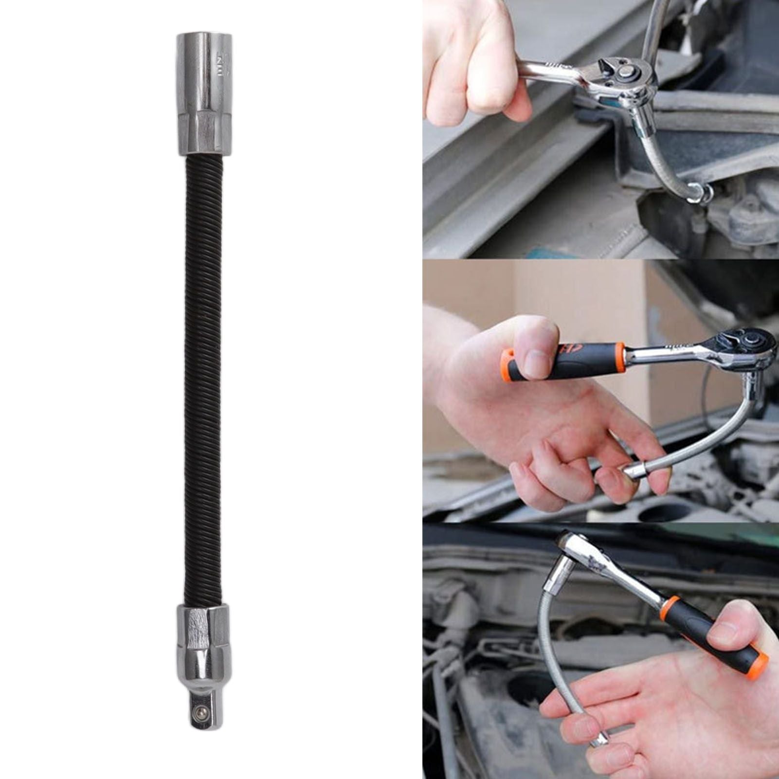 Wrench Extension Rod Bendable Universal Flexible Shaft Sleeve Extension Bar for Factory Workshop Black 1/4 V1294-YM0521-3114220116811