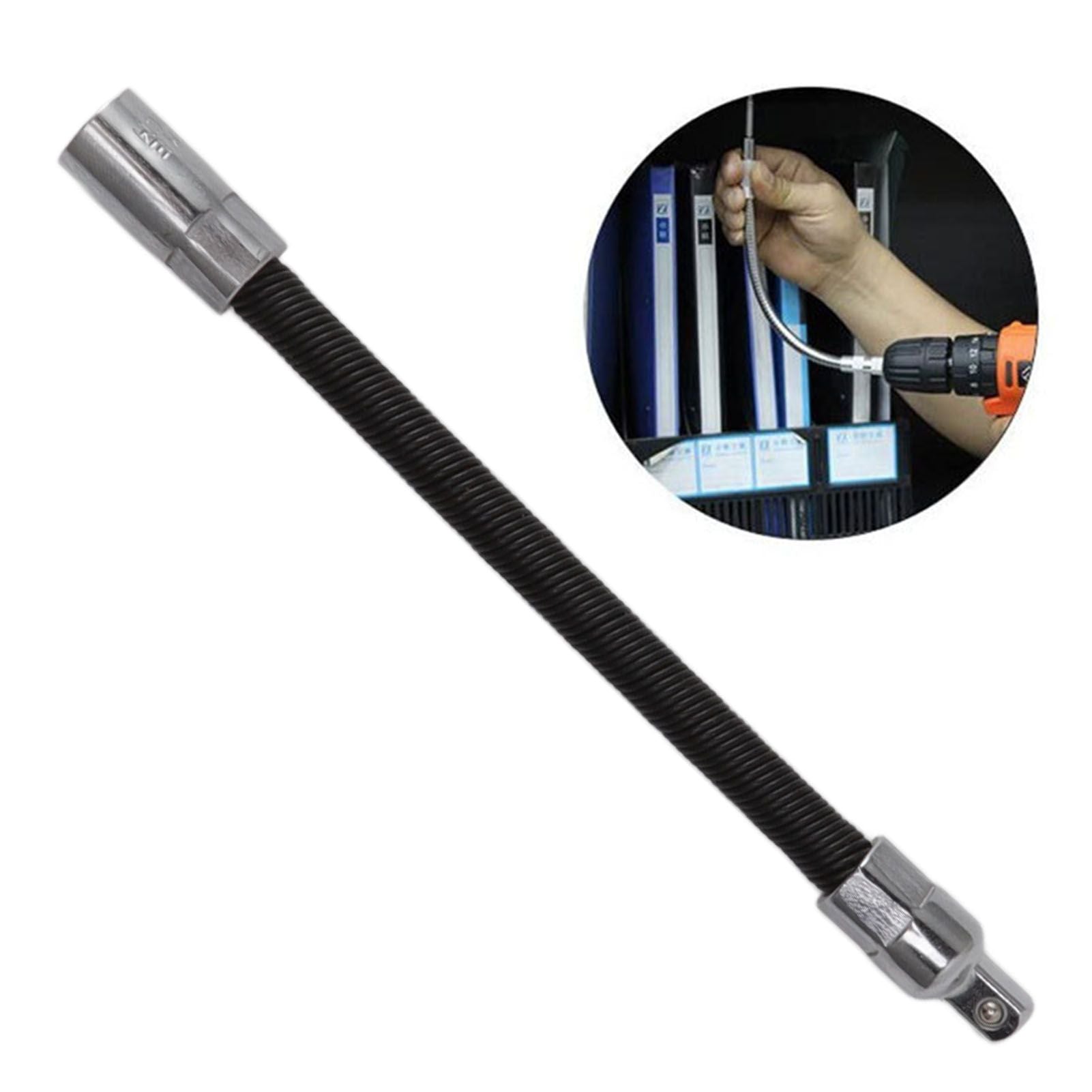 Wrench Extension Rod Bendable Universal Flexible Shaft Sleeve Extension Bar for Factory Workshop Black 1/4 V1294-YM0521-3114220116811
