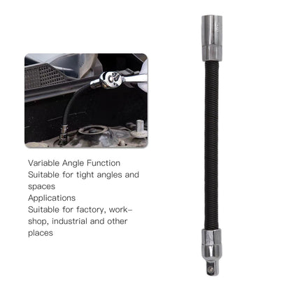 Wrench Extension Rod Bendable Universal Flexible Shaft Sleeve Extension Bar for Factory Workshop Black 1/4 V1294-YM0521-3114220116811
