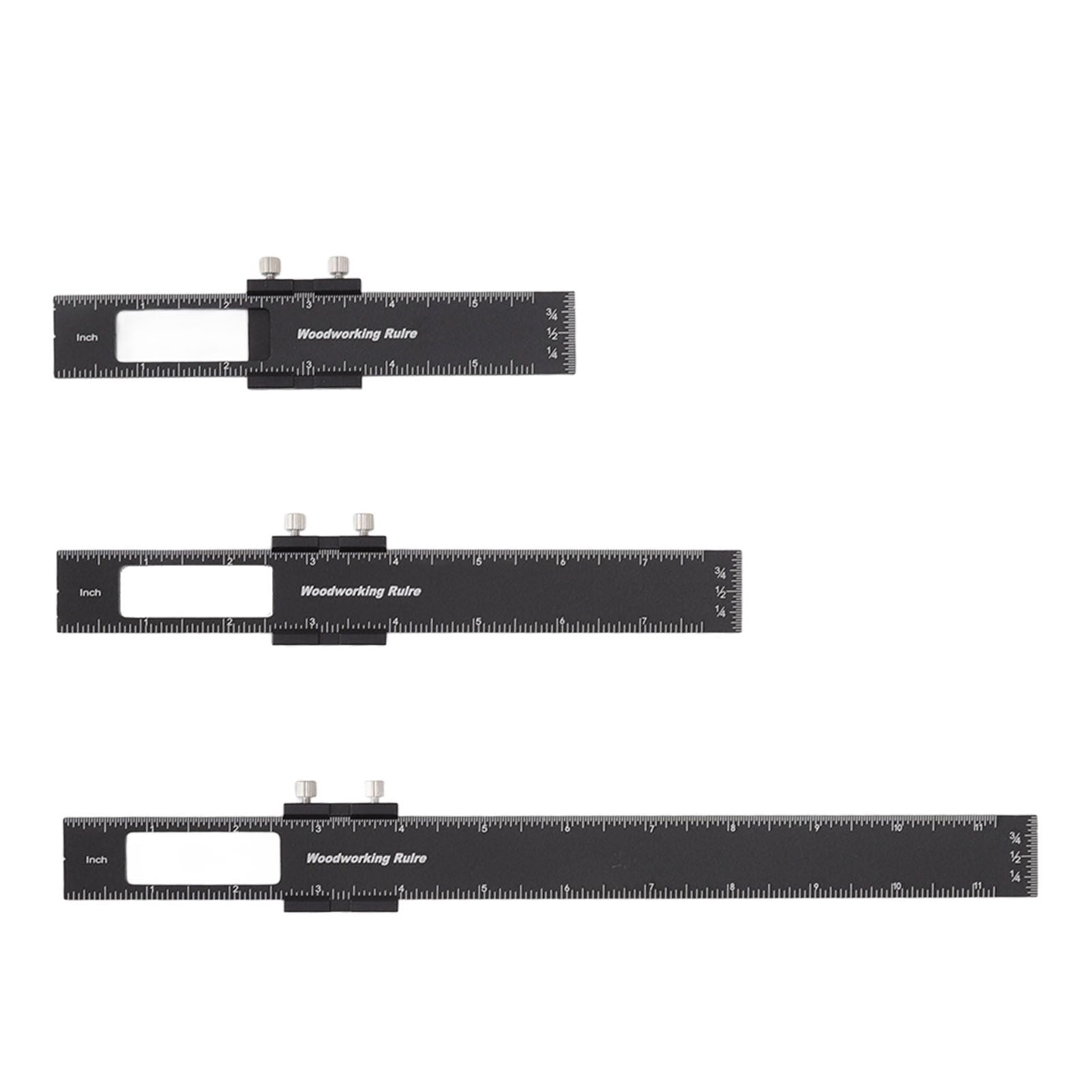 3 Pcs Woodworking Ruler Set Aluminium Alloy T Type Scribing Marking Measuring Ruler with Slide Stops V1294-YM0521-3114220118611