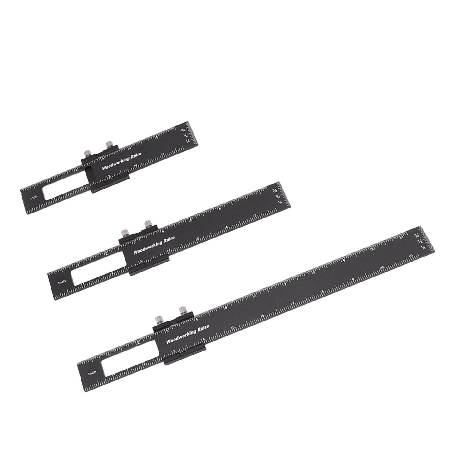 3 Pcs Woodworking Ruler Set Aluminium Alloy T Type Scribing Marking Measuring Ruler with Slide Stops V1294-YM0521-3114220118611