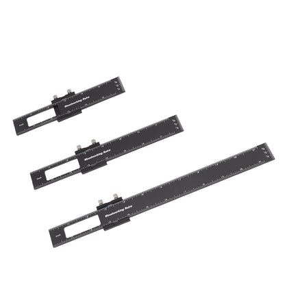 3 Pcs Woodworking Ruler Set Aluminium Alloy T Type Scribing Marking Measuring Ruler with Slide Stops V1294-YM0521-3114220118611