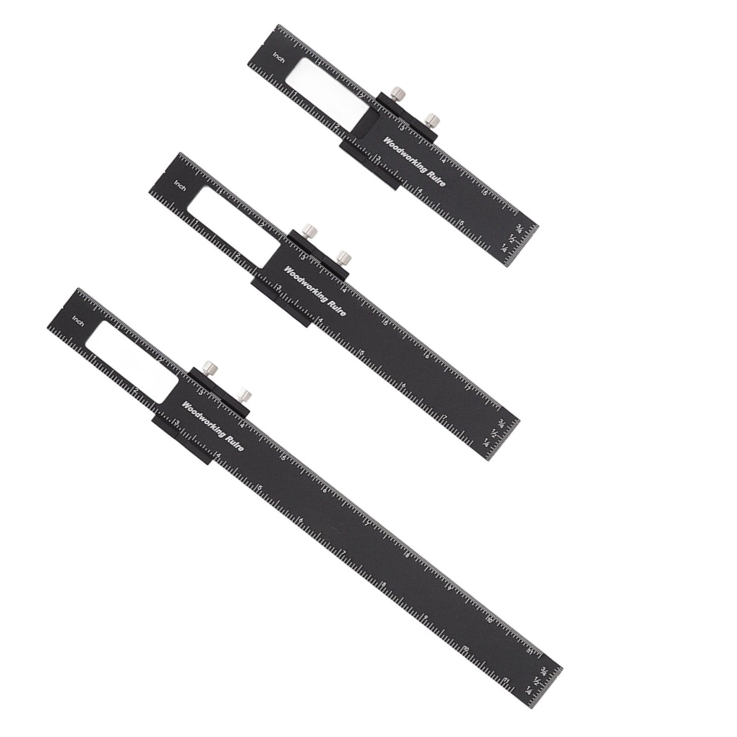 3 Pcs Woodworking Ruler Set Aluminium Alloy T Type Scribing Marking Measuring Ruler with Slide Stops V1294-YM0521-3114220118611