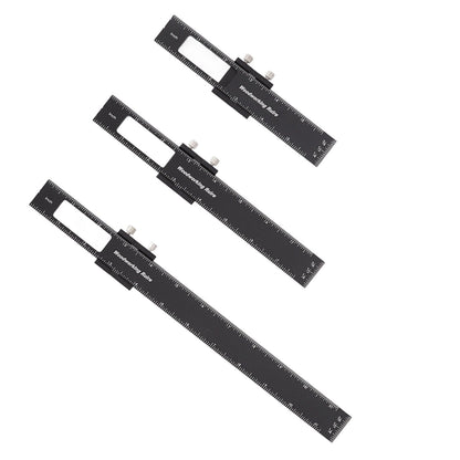 3 Pcs Woodworking Ruler Set Aluminium Alloy T Type Scribing Marking Measuring Ruler with Slide Stops V1294-YM0521-3114220118611