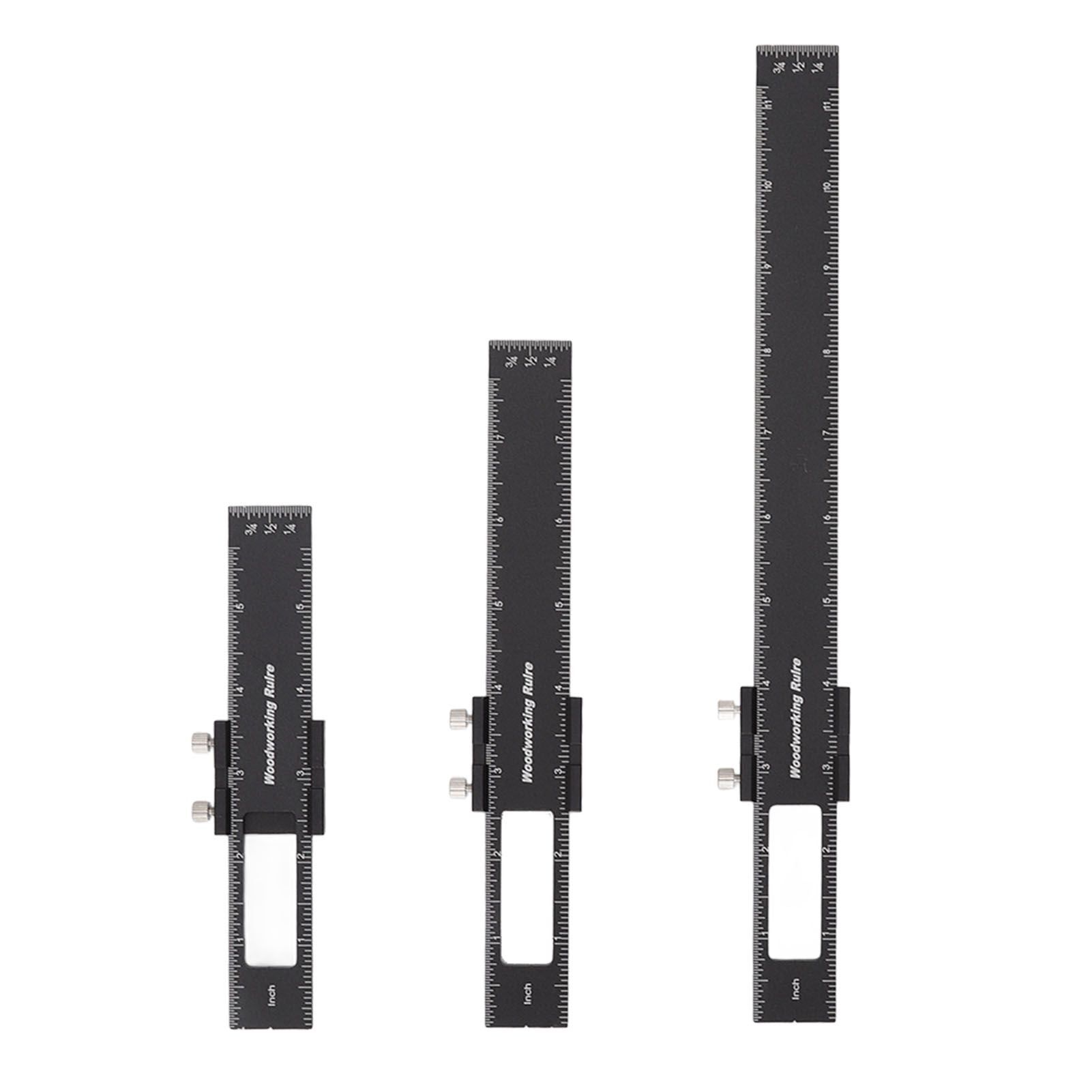 3 Pcs Woodworking Ruler Set Aluminium Alloy T Type Scribing Marking Measuring Ruler with Slide Stops V1294-YM0521-3114220118611