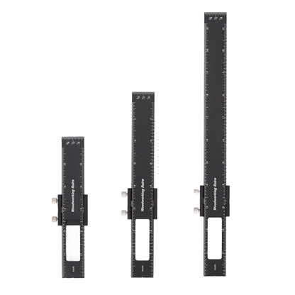 3 Pcs Woodworking Ruler Set Aluminium Alloy T Type Scribing Marking Measuring Ruler with Slide Stops V1294-YM0521-3114220118611