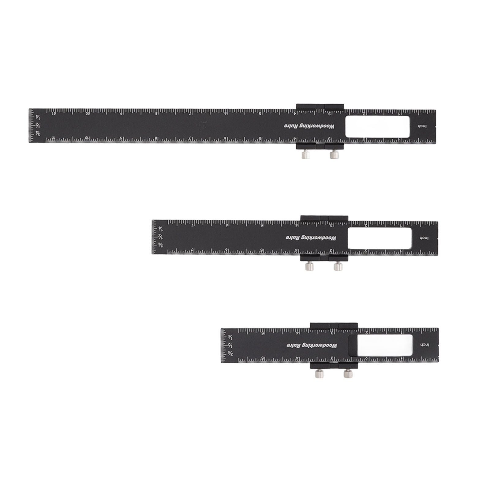 3 Pcs Woodworking Ruler Set Aluminium Alloy T Type Scribing Marking Measuring Ruler with Slide Stops V1294-YM0521-3114220118611