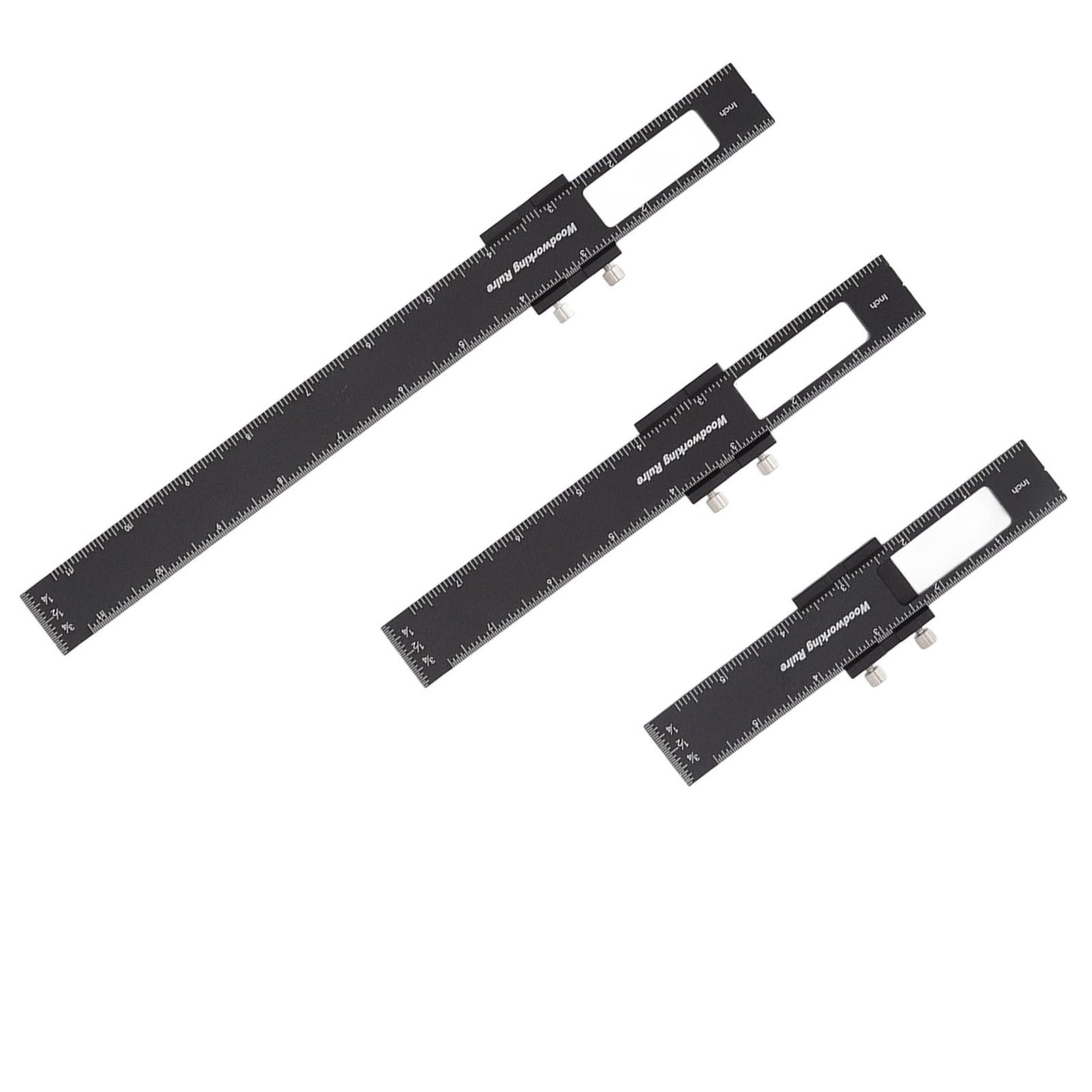 3 Pcs Woodworking Ruler Set Aluminium Alloy T Type Scribing Marking Measuring Ruler with Slide Stops V1294-YM0521-3114220118611