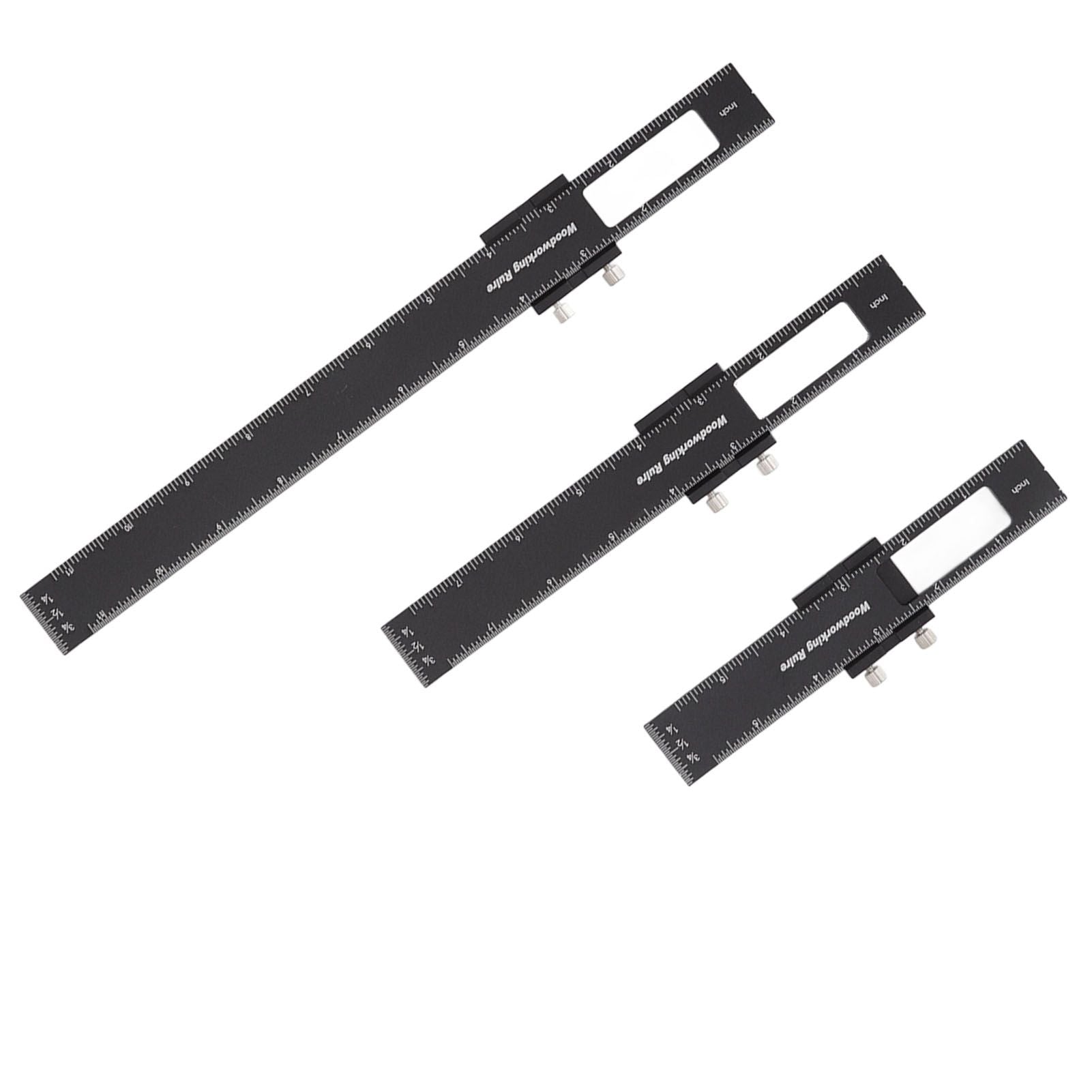 3 Pcs Woodworking Ruler Set Aluminium Alloy T Type Scribing Marking Measuring Ruler with Slide Stops V1294-YM0521-3114220118611