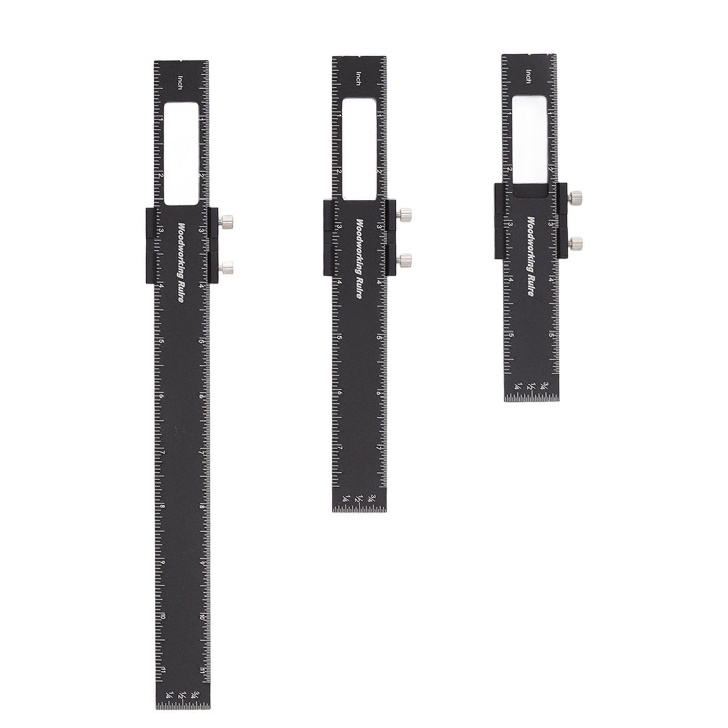 3 Pcs Woodworking Ruler Set Aluminium Alloy T Type Scribing Marking Measuring Ruler with Slide Stops V1294-YM0521-3114220118611