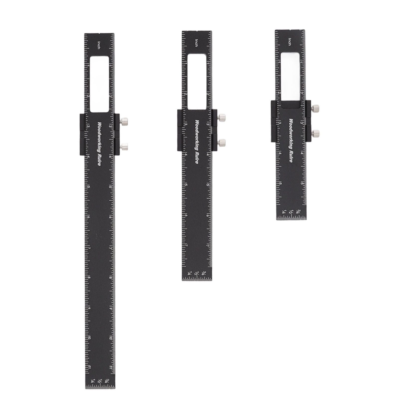 3 Pcs Woodworking Ruler Set Aluminium Alloy T Type Scribing Marking Measuring Ruler with Slide Stops V1294-YM0521-3114220118611