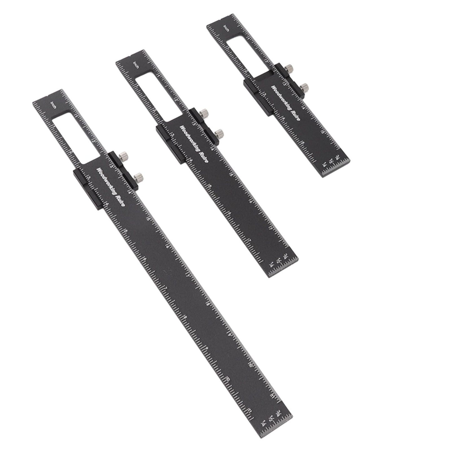 3 Pcs Woodworking Ruler Set Aluminium Alloy T Type Scribing Marking Measuring Ruler with Slide Stops V1294-YM0521-3114220118611