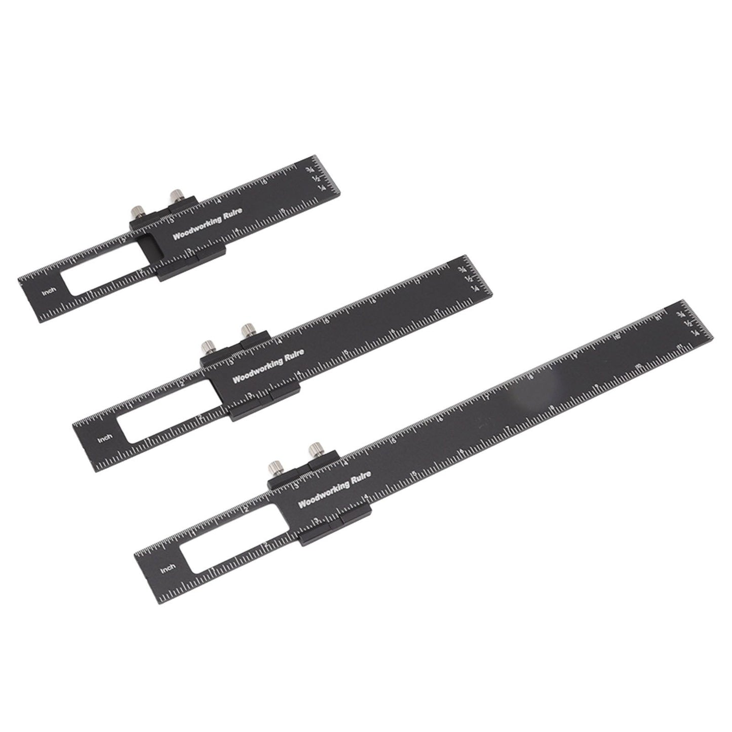 3 Pcs Woodworking Ruler Set Aluminium Alloy T Type Scribing Marking Measuring Ruler with Slide Stops V1294-YM0521-3114220118611