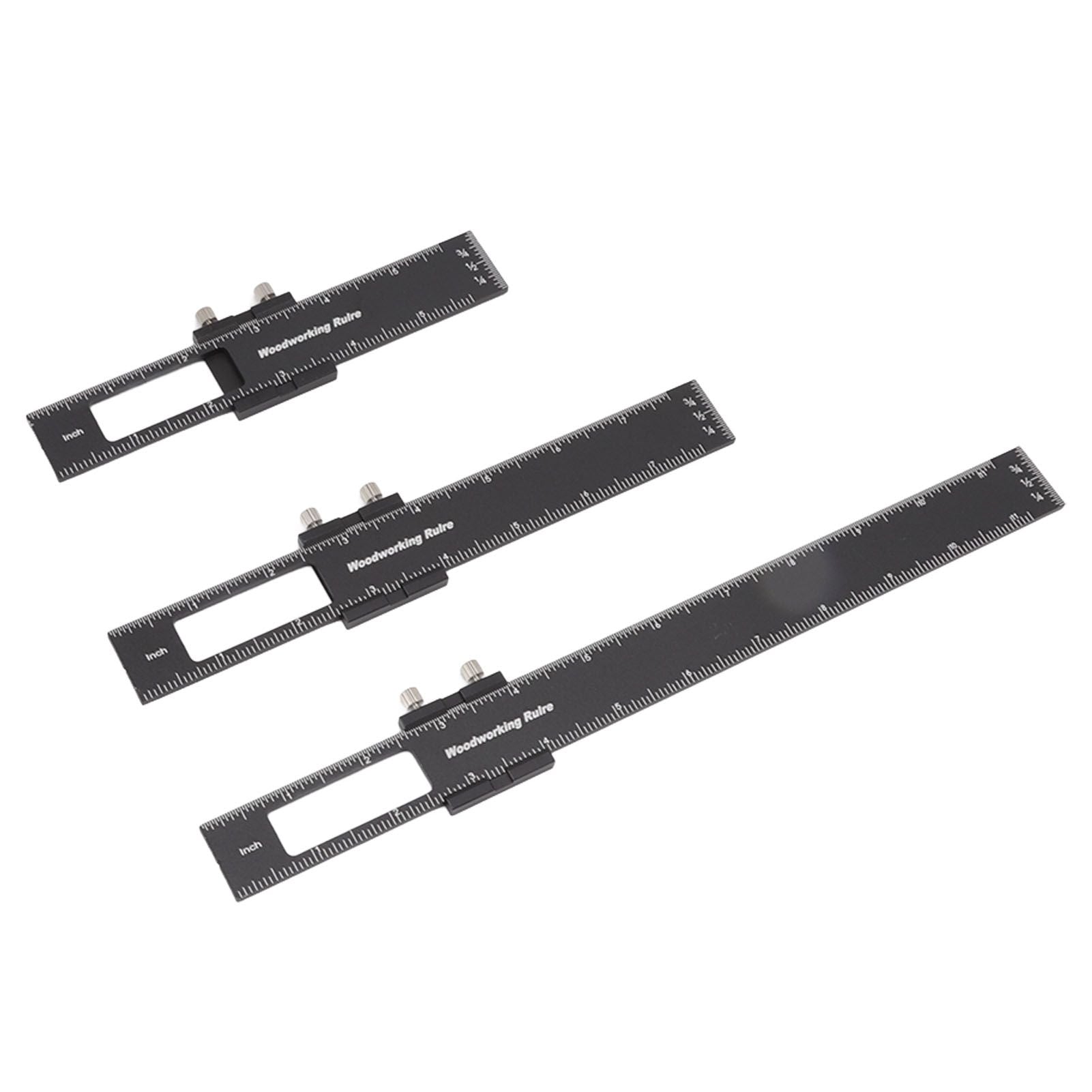 3 Pcs Woodworking Ruler Set Aluminium Alloy T Type Scribing Marking Measuring Ruler with Slide Stops V1294-YM0521-3114220118611