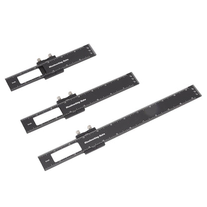 3 Pcs Woodworking Ruler Set Aluminium Alloy T Type Scribing Marking Measuring Ruler with Slide Stops V1294-YM0521-3114220118611