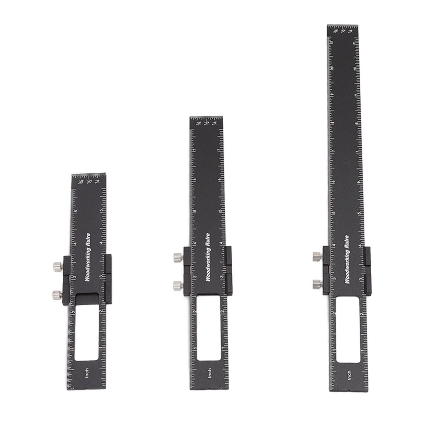 3 Pcs Woodworking Ruler Set Aluminium Alloy T Type Scribing Marking Measuring Ruler with Slide Stops V1294-YM0521-3114220118611