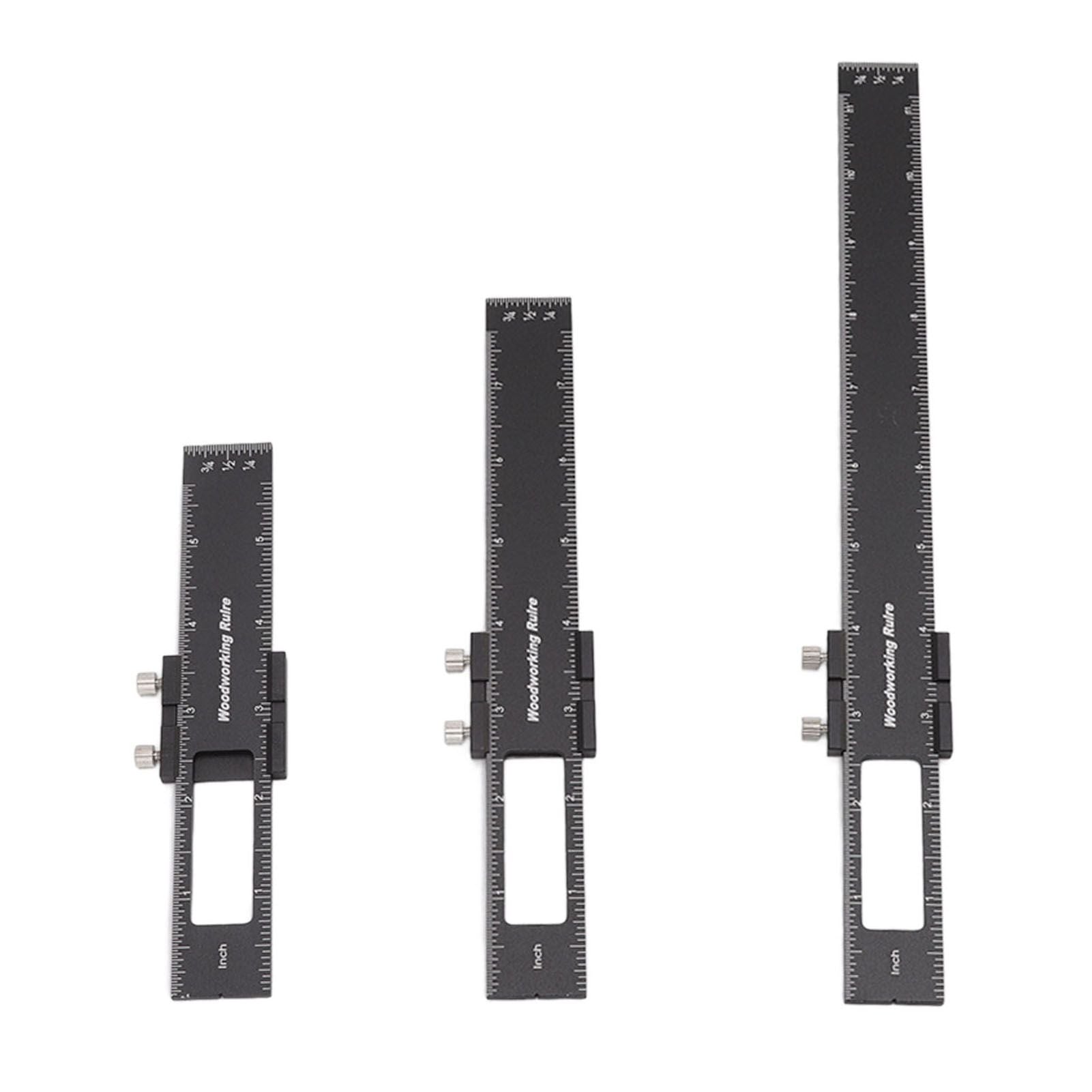3 Pcs Woodworking Ruler Set Aluminium Alloy T Type Scribing Marking Measuring Ruler with Slide Stops V1294-YM0521-3114220118611