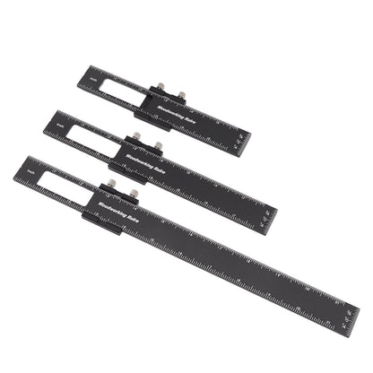 3 Pcs Woodworking Ruler Set Aluminium Alloy T Type Scribing Marking Measuring Ruler with Slide Stops V1294-YM0521-3114220118611