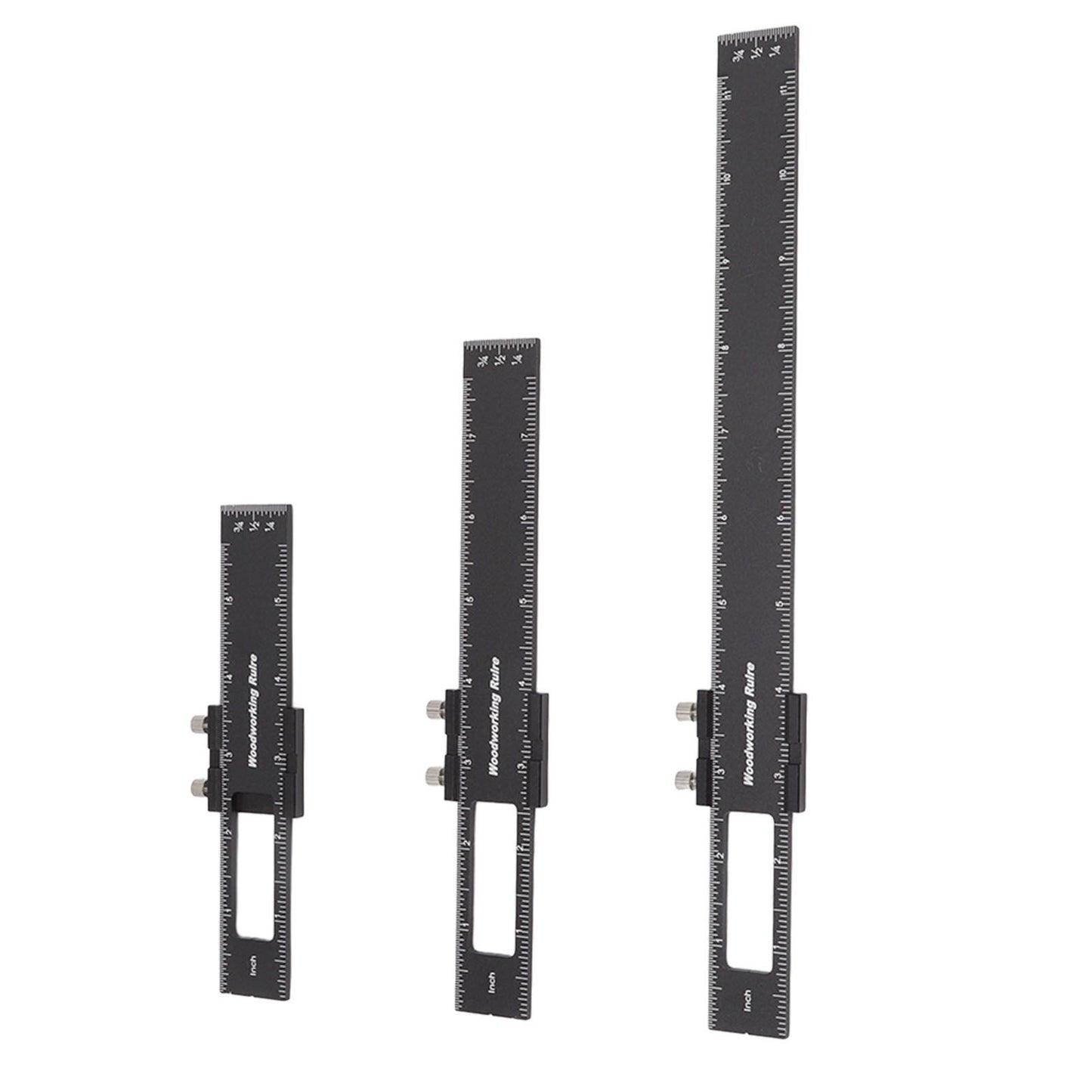3 Pcs Woodworking Ruler Set Aluminium Alloy T Type Scribing Marking Measuring Ruler with Slide Stops V1294-YM0521-3114220118611